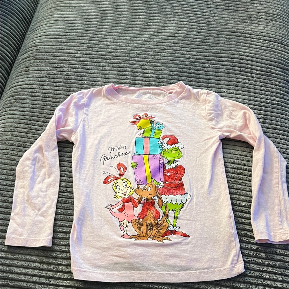 Merry Grinchmas! Carters Dr. Seuss Light Pink Long Sleeve Tee. .